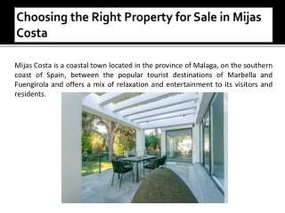 Choosing the Right Property for Sale in Mijas Costa