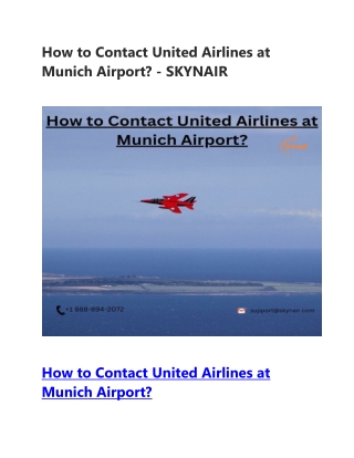 How to Contact United Airlines at Munich Airport