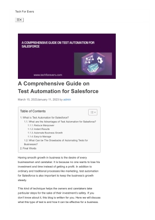 A Comprehensive Guide on Test Automation for Salesforce