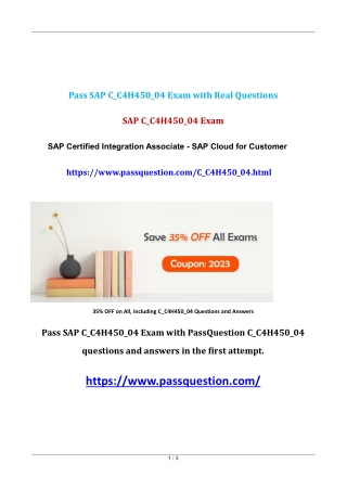 SAP Cloud for Customer C_C4H450_04 Exam Questions