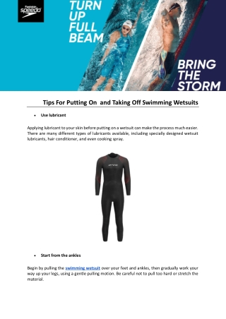 Tips For Putting On  and Taking Off Swimming Wetsuits