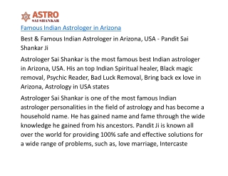 Famous Indian Astrologer in Arizona