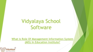 Role of Management Information System (MIS) In Education Institutes