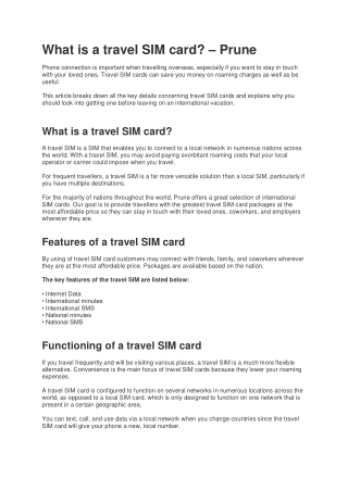 What is a travel SIM card