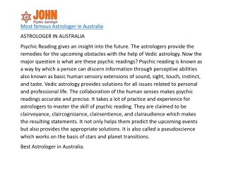 Most famous Astrologer in Australia