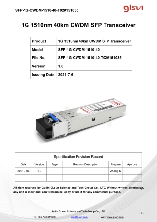 1G 1510nm 40km CWDM SFP Transceiver