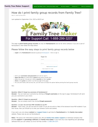 How do I print family group records from Family Tree?