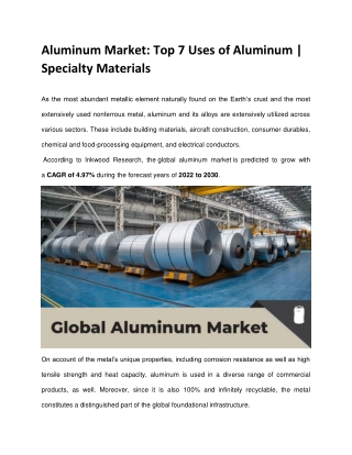 Aluminum Market: Top 7 Uses of Aluminum | Specialty Materials