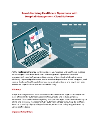 Revolutionizing Healthcare Operations with Hospital Management Cloud Software