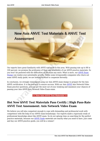 New Axis ANVE Test Materials & ANVE Test Assessment
