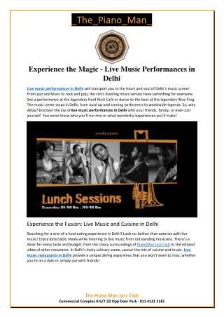Experience the Magic - Live Music Performances in Delhi