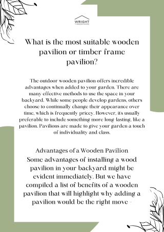 What is the most suitable wooden pavilion or timber frame pavilion