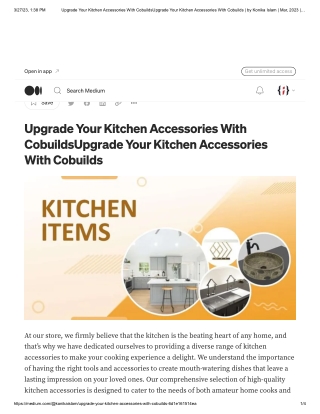 Upgrade Your Kitchen Accessories With CobuildsUpgrade Your Kitchen Accessories With Cobuilds _ by Konika Islam _ Mar, 20