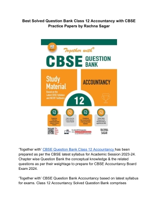 Latest edition of ‘Together with’ Class 12 CBSE Question Bank by Rachna Sagar fo