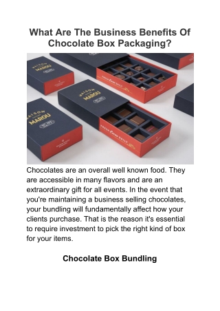 What Are The Business Benefits Of Chocolate Box Packaging