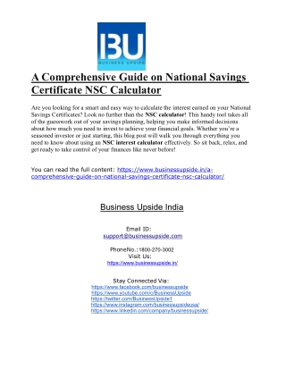 A Comprehensive Guide on National Savings Certificate NSC Calculator