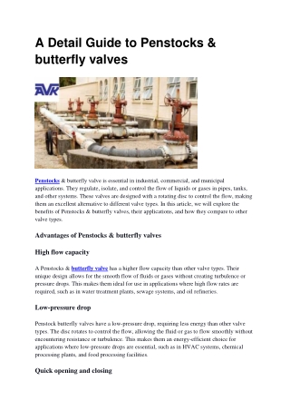 A Detail Guide to Penstocks & butterfly valves