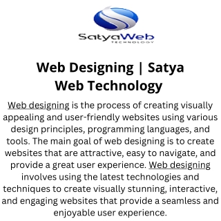 Web Designing  Satya Web Technology