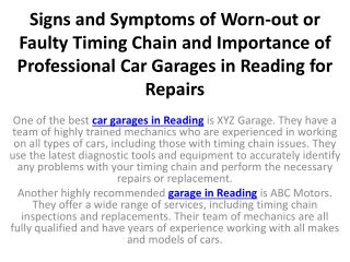 Signs and Symptoms of Worn-out or Faulty Timing Chain and Importance of Professi