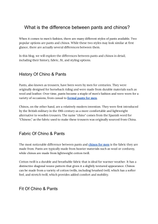 What is the difference between pants and chinos_