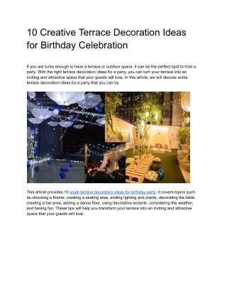 10 Creative Terrace Decoration Ideas for Birthday Celebration