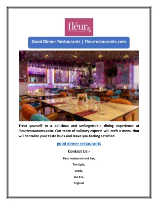 Good Dinner Restaurants | Fleurrestaurants.com