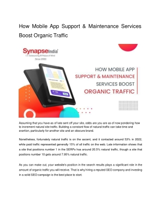 How mobile app support and maintenance services boost organic traffic