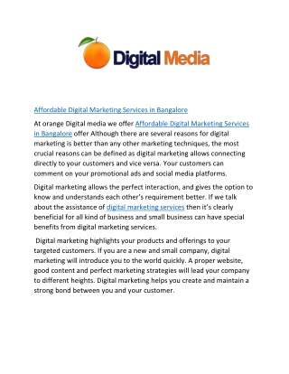 Affordable Digital Marketing Services in Bangalore