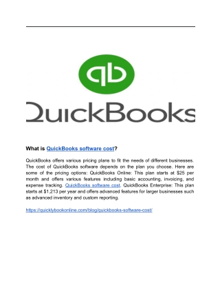 What is QuickBooks software cost