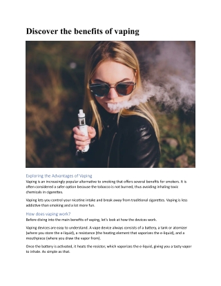 Discover the benefits of vaping