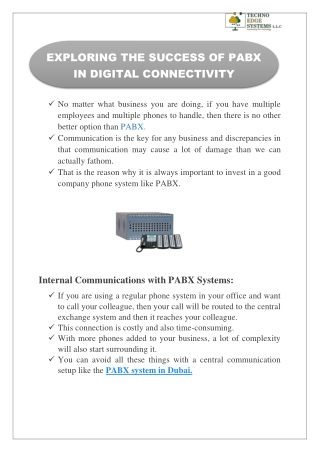 Exploring the Success of Pabx in Digital Connectivity