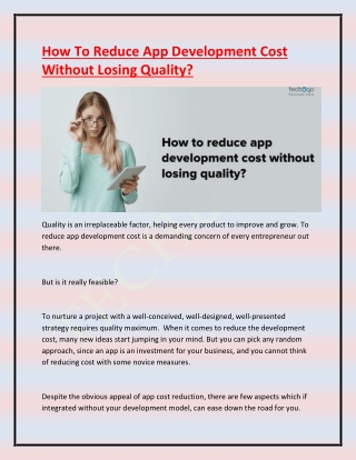 How To Reduce App Development Cost Without Losing Quality