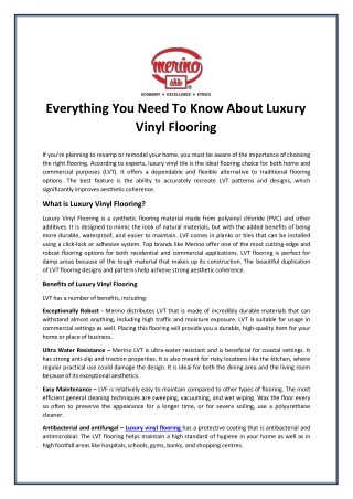 Everything You Need To Know About Luxury Vinyl Flooring