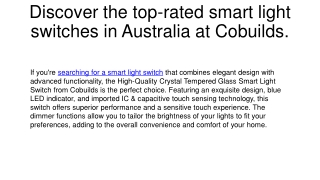 Discover the top-rated smart light switches in Australia at Cobuilds