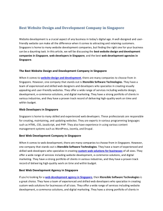 Best Website Design and Development Company in Singapore