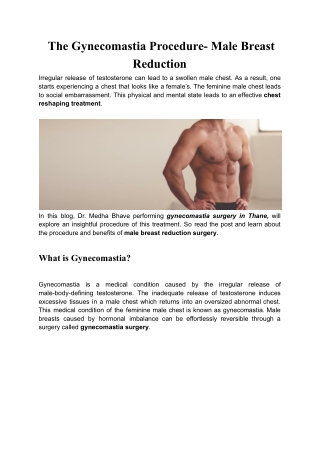The Gynecomastia Procedure- Male Breast Reduction