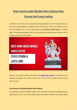 Does Handmade Marble Shiva Statue Stay Strong And Long Lasting?