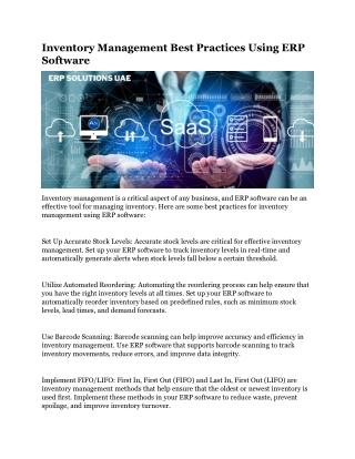 Inventory Management Best Practices Using ERP Software