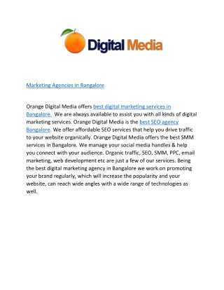 Marketing Agencies in Bangalore