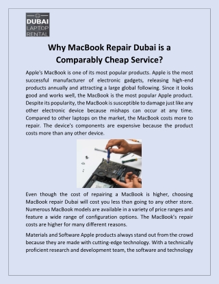 Why MacBook Repair Dubai is a Comparably Cheap Service?