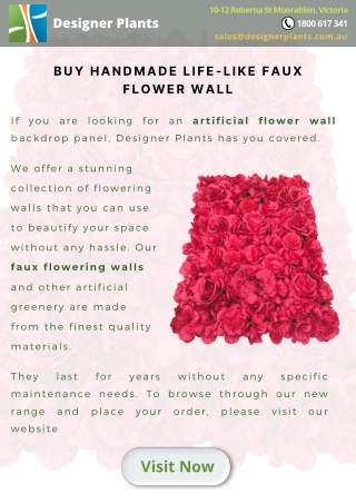 Buy handmade life-like faux flower wall