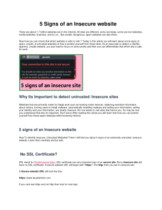 5 Signs of an Insecure website