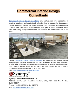 Commercial Interior Design Consultants