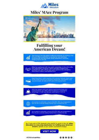 Miles’ MAcc Program- Fulfilling your American Dream!