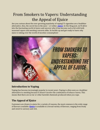 From Smokers to Vapers: Understanding the Appeal of Ejuice