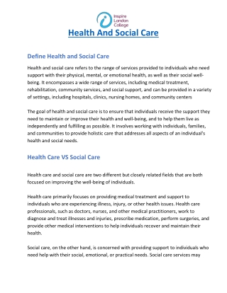 Health and Social Care