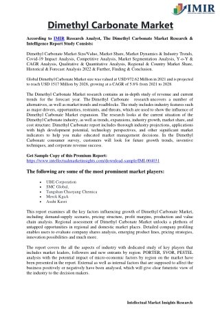 Dimethyl Carbonate Market