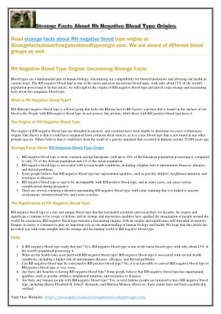 Rh negative blood type origin