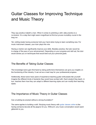 Guitar Classes for Improving Technique and Music Theory