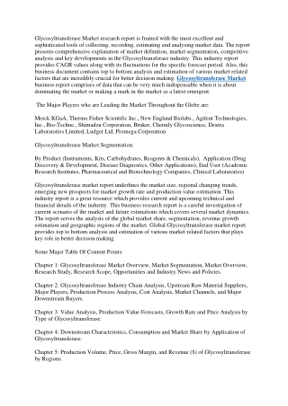 Glycosyltransferase Market